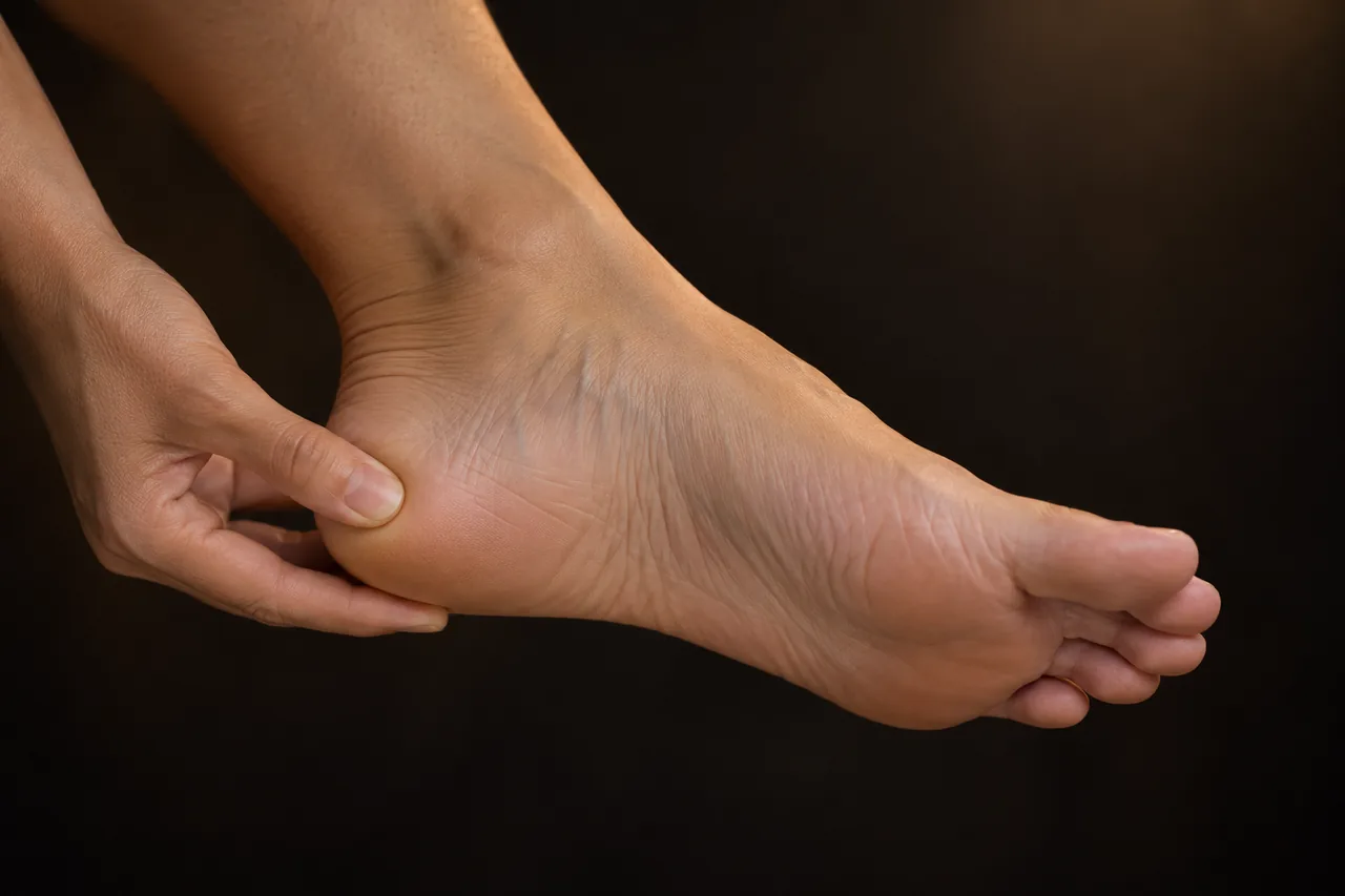 Imagen ilustrativa de dolor en la zona plantar del talón.